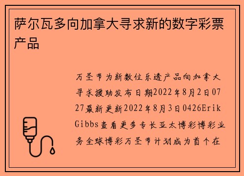 萨尔瓦多向加拿大寻求新的数字彩票产品 